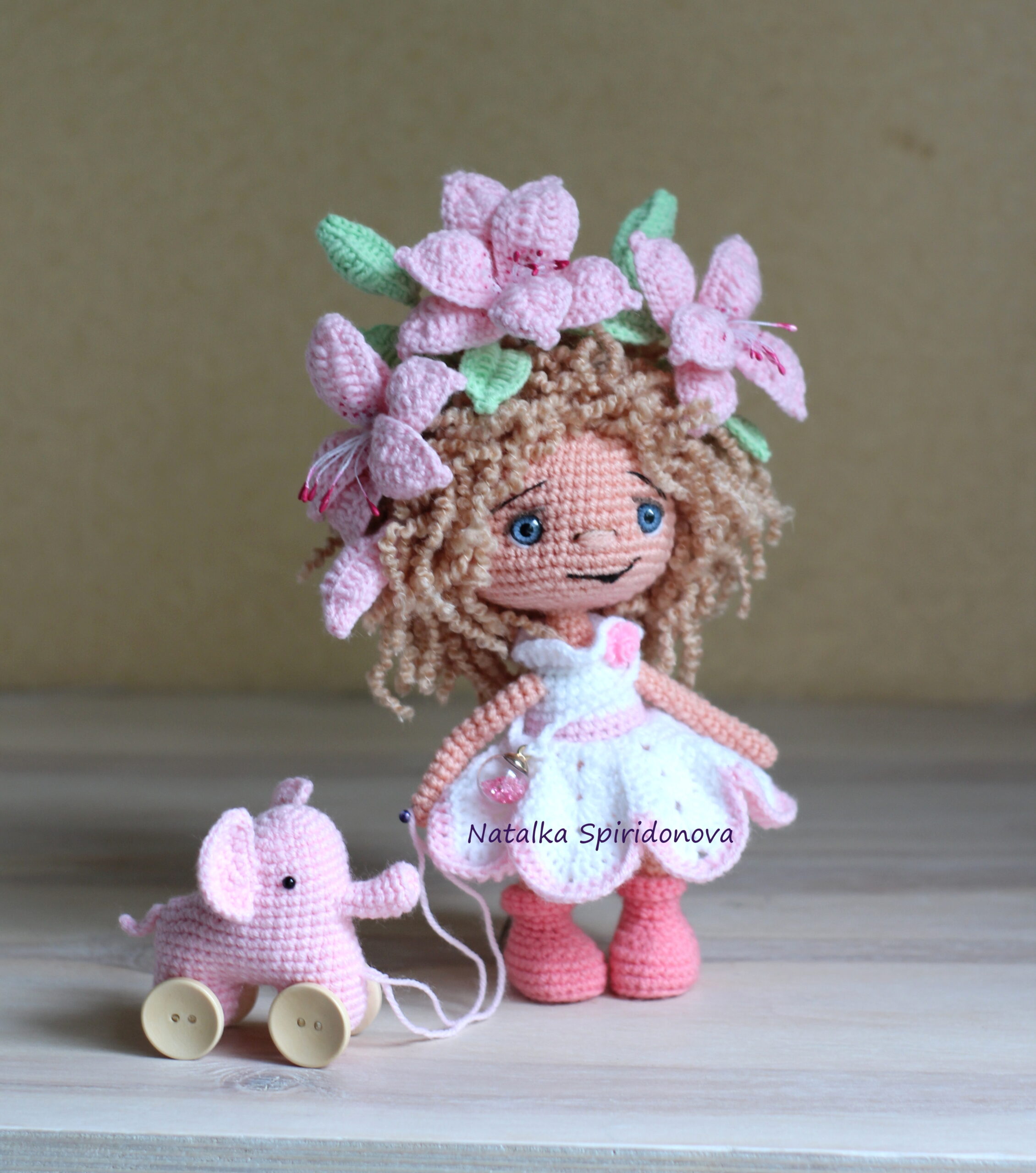 Crochet pattern Lily doll with elephant, amigurumi, pdf