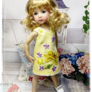 Embroidered dress for doll Dianna Effner Little Darling "Peony 2" (For Doll Size: 13 inch)