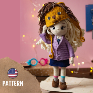 Luna the witch crochet doll pattern, amigurumi toy tutorial