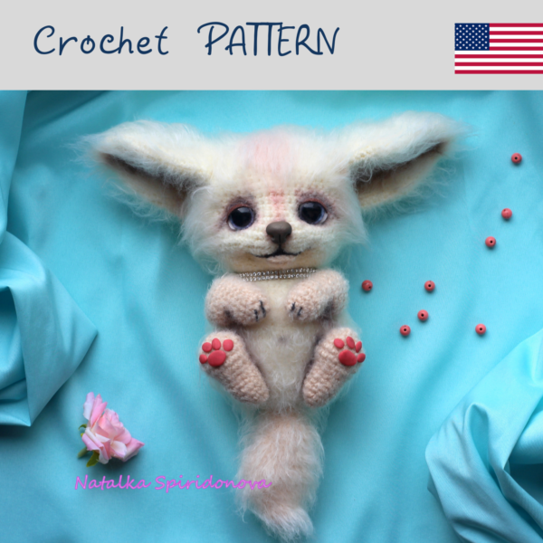 Crochet pattern fox fenek amigurumi, white fox, animals pattern