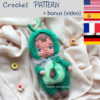 Crochet pattern Baby avocado, amigurumi doll, pdf, video