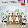 Set 4 crochet patterns: 4 sushi doll pattern, amigurumi tutorial