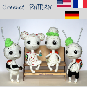 Set 4 crochet patterns: 4 sushi doll pattern, amigurumi tutorial