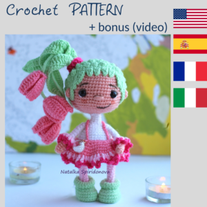 Crochet pattern tulip doll, amigurumi, pdf, cute doll