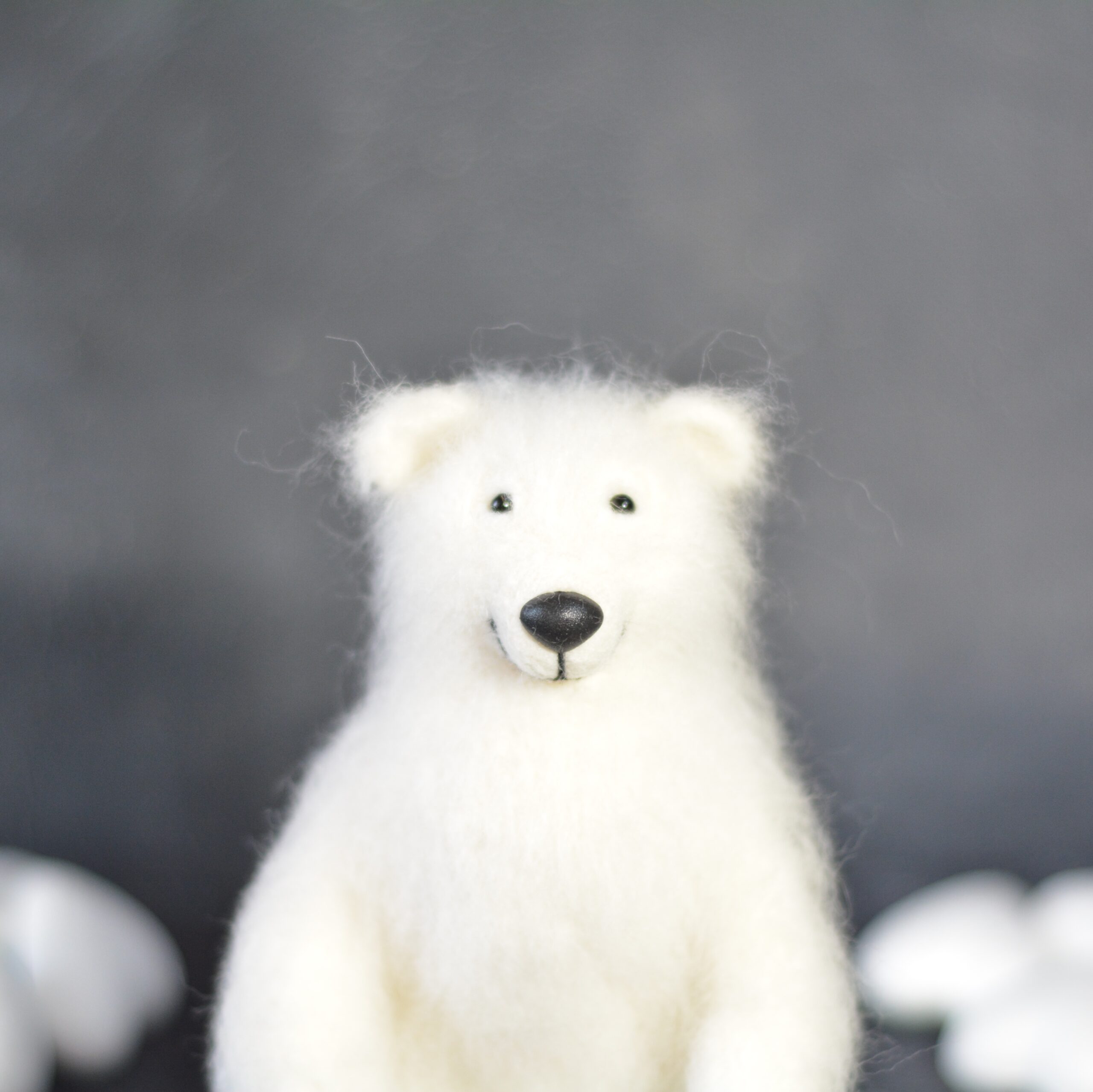 Tiny White Bear Sitting - Needle Felting Wool Kit