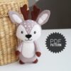 Woodland felt toys fawn pattern, felt animals, sewing deer DIY