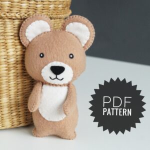 Bear felt animals pattern, woodland stuffed animals, felt toys