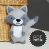 Felt animal raccoon pattern pdf, woodland felt toy pattern, DIY