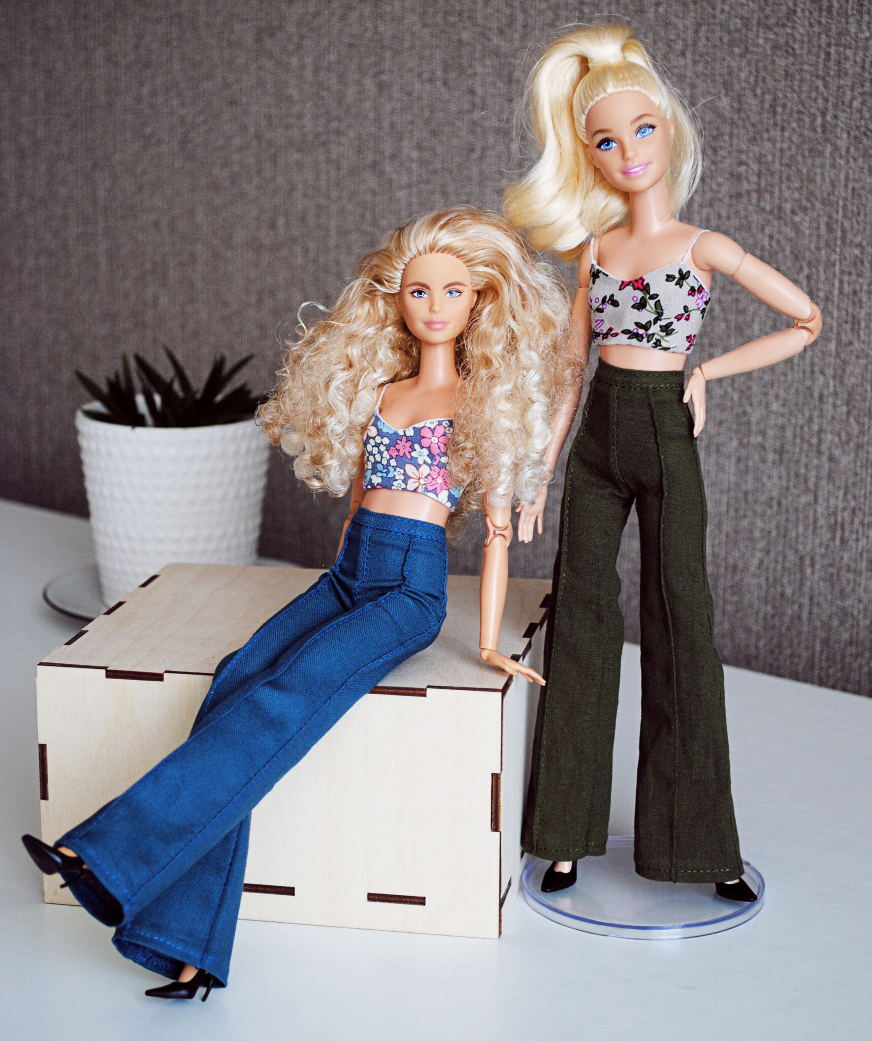 Barbie doll outfit top and Bell bottoms,Clothes for Barbie dolls