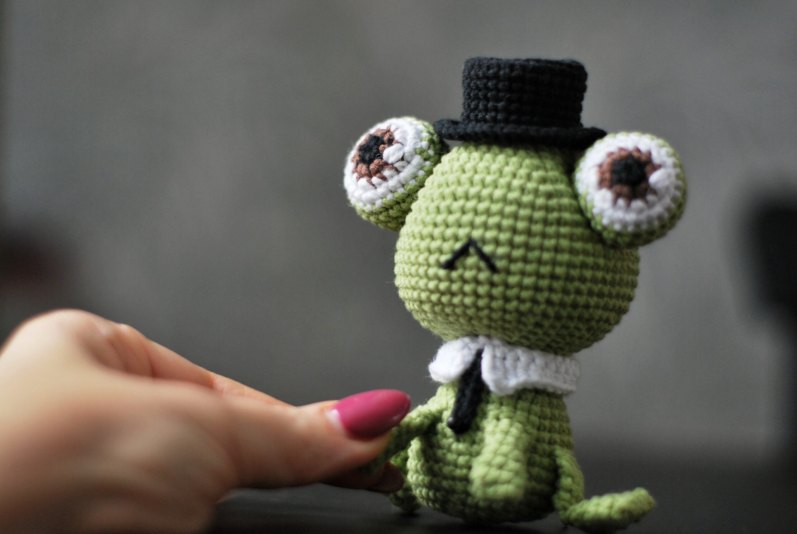 crochet frog doll