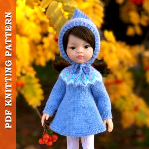 Doll clothes knitting pattern PDF Knitting Pattern hat dress Paola Reina knitted clothes