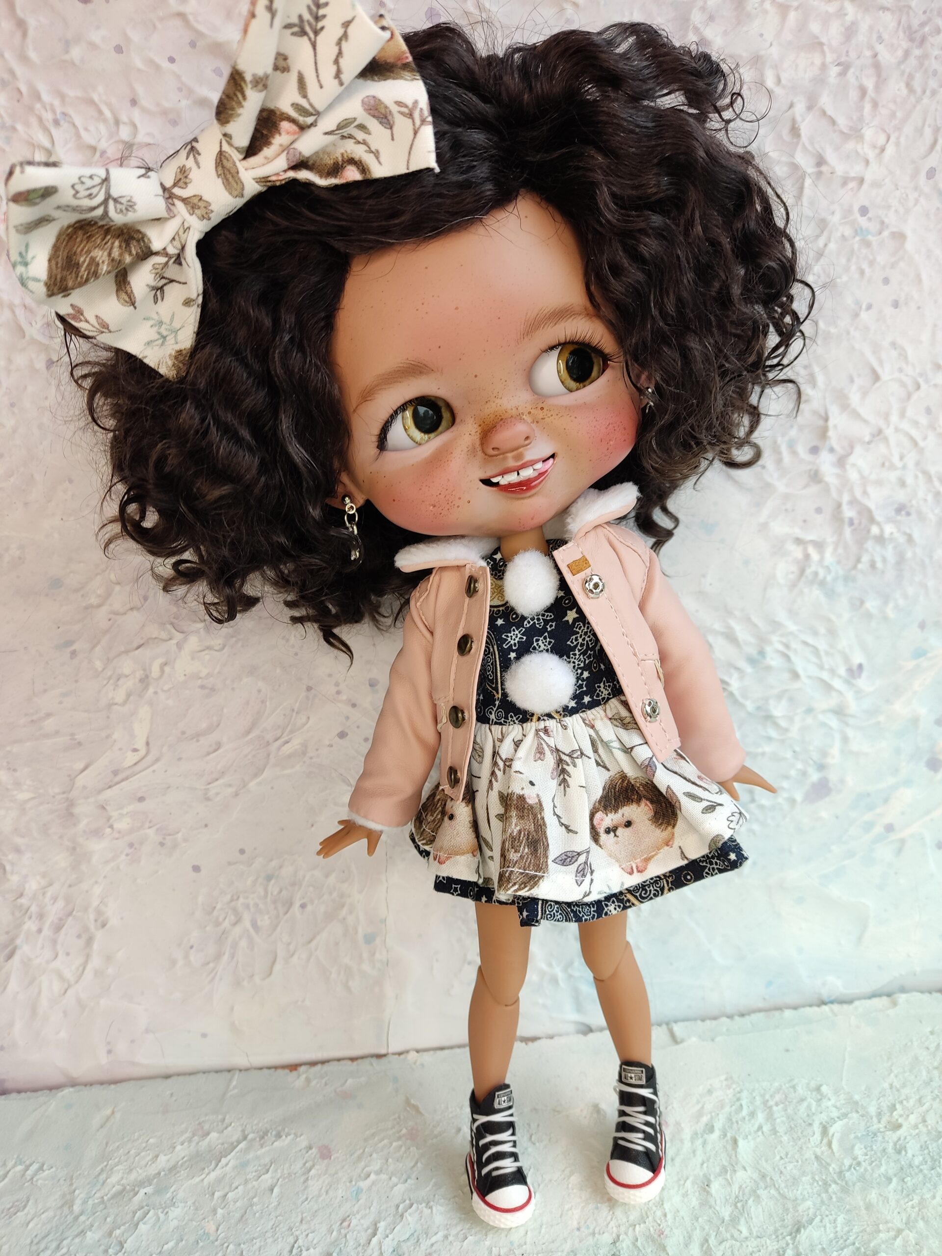 Blythe custom doll Sculpting face dark skin black hair TBL | DailyDoll Shop