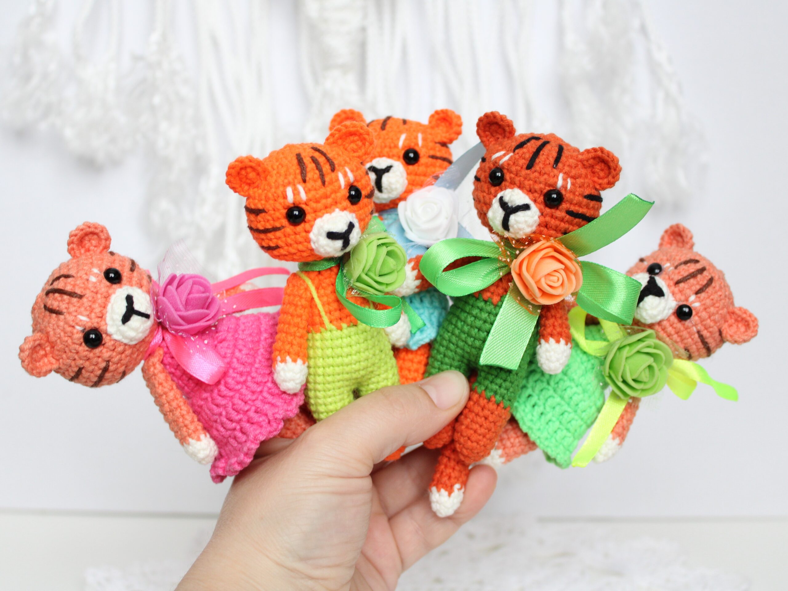 Tiger keychain pattern crochet PDF in English Amigurumi toy