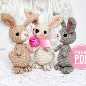 Bunny keychain pattern crochet PDF in English