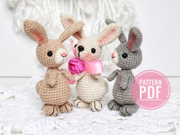 Bunny keychain pattern crochet PDF in English