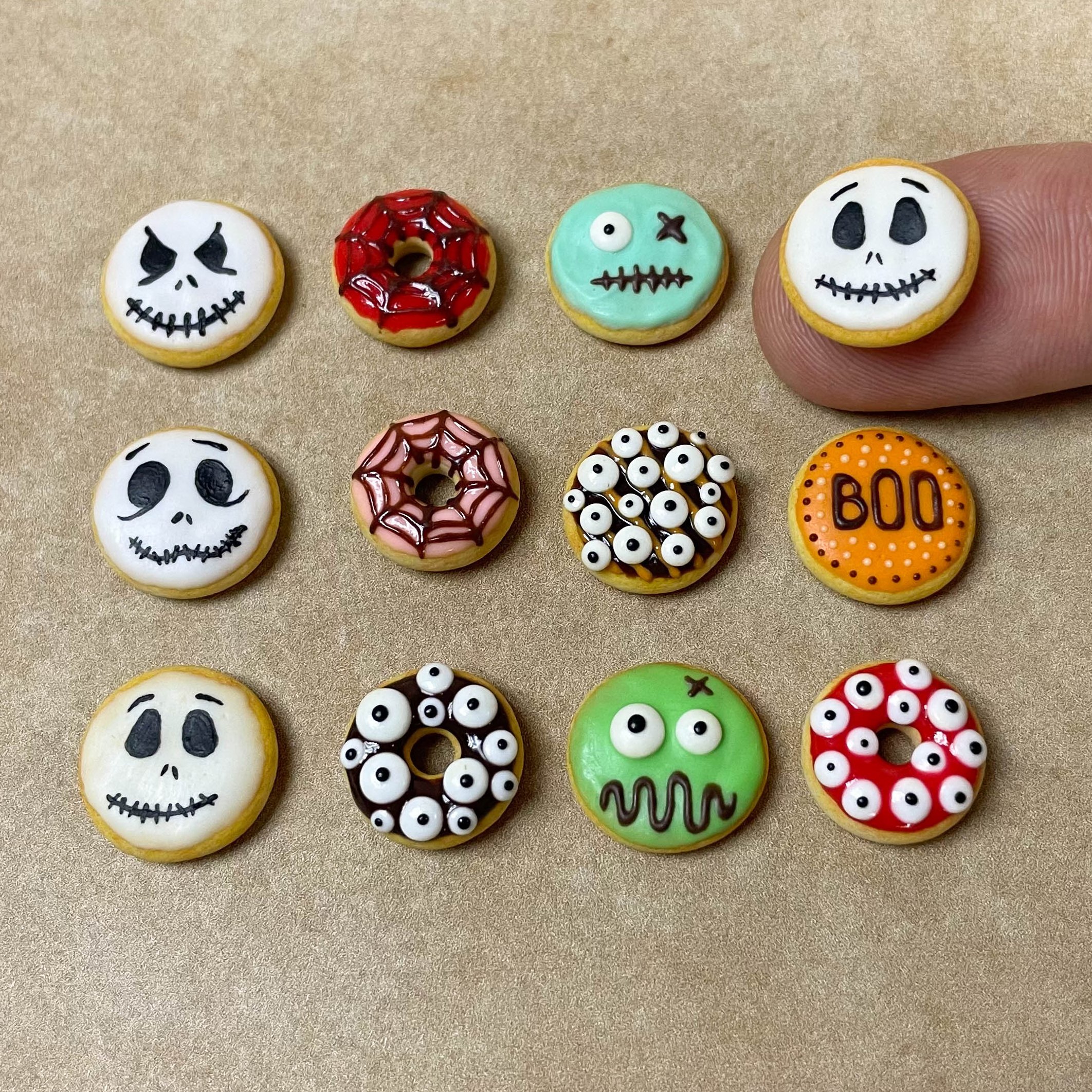 Dollhouse Miniature Donuts, Made from air dry clay.