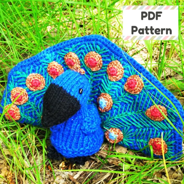 Crochet peacock pattern, Peacock knitting pattern, Peacock amigurumi pattern