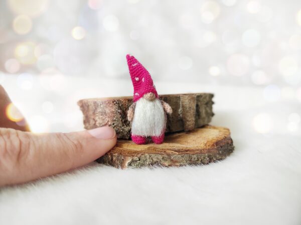 Cute new miniature knitted Scandinavian gnome brings good luck