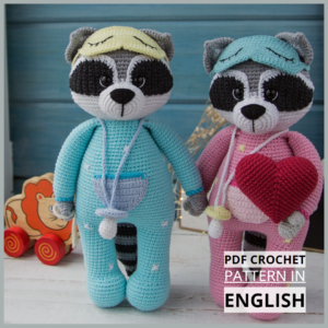 crochet pattern raccoon in sleepwear