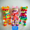 Rainbow Cat 32 cm Crochet Pattern PDF Amigurumi Cute Plush Cat