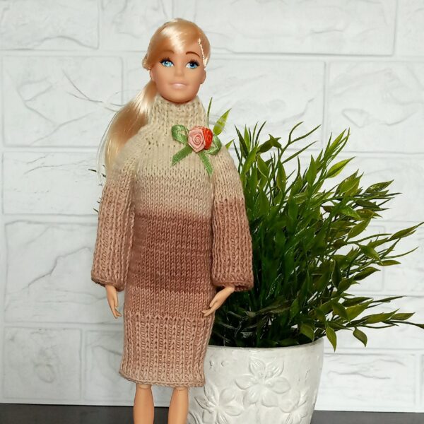 Knitted Barbie dress hands. Clothes dolls. Barbie doll clothes.