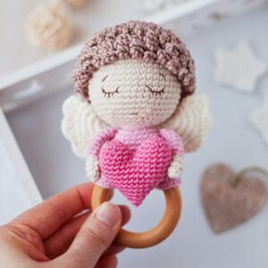 Angel with Heart Baby Rattle Crochet Pattern