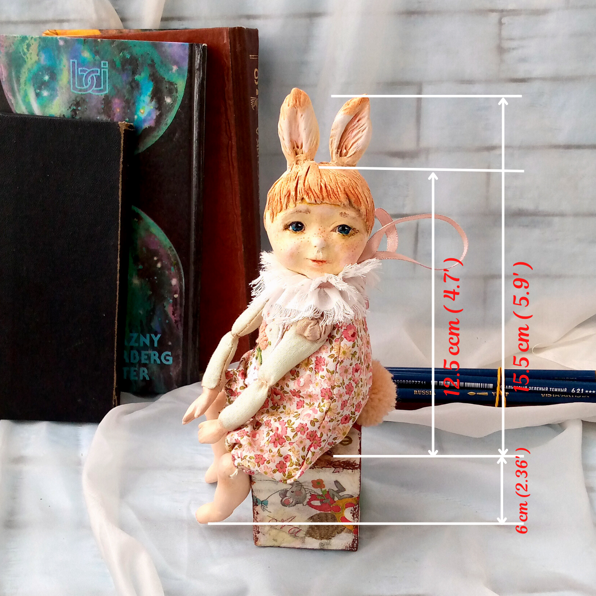Doll bunny girl, small art doll 15.5 cm ( 5.9 inch). 6 doll bunny girl 5