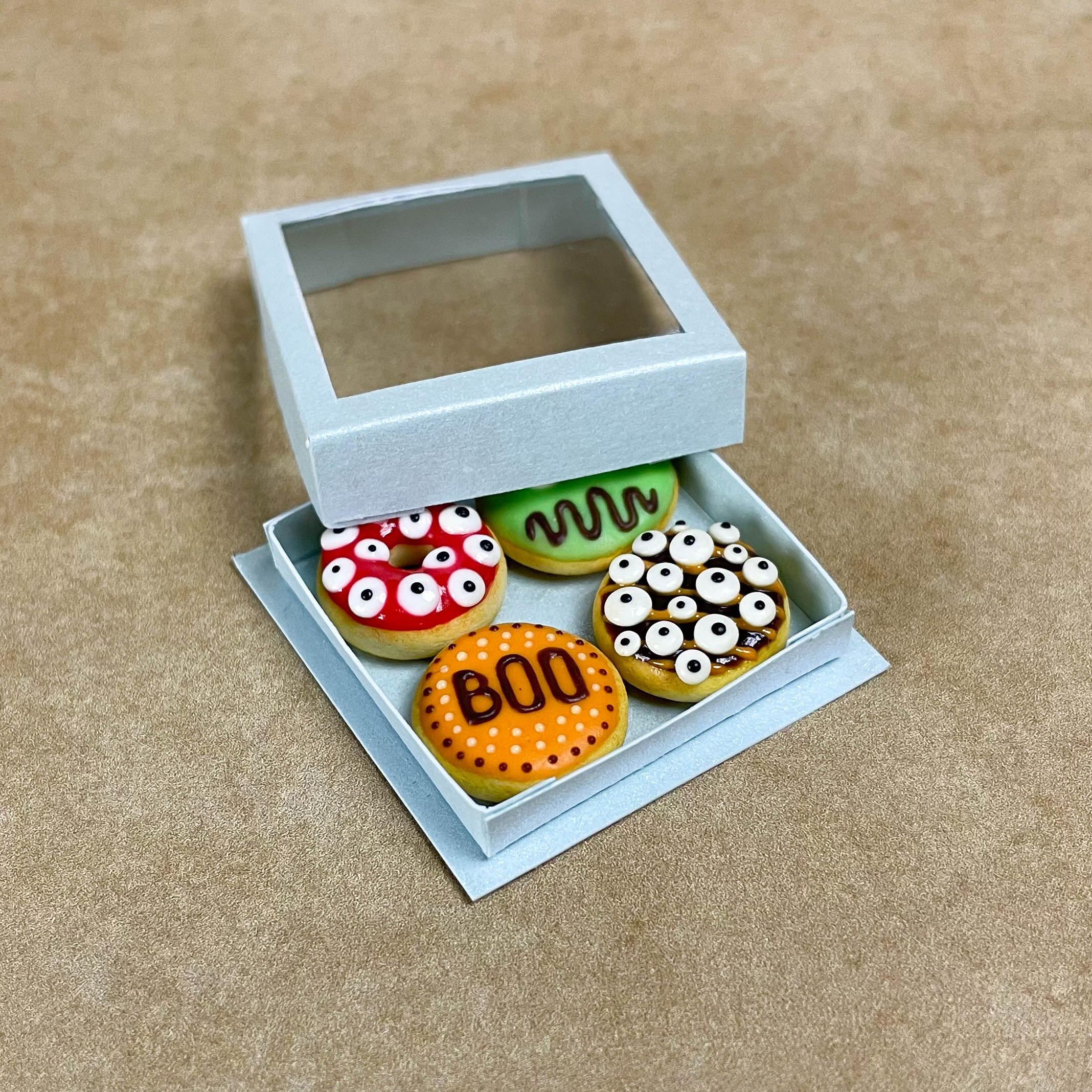 Dollhouse Miniature Donuts, Made from air dry clay.