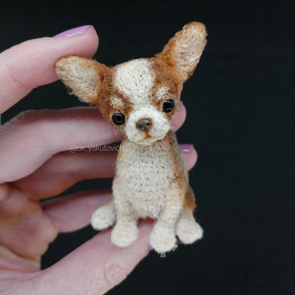 Realistic Chihuahua dog toy crochet 10 inches hign/