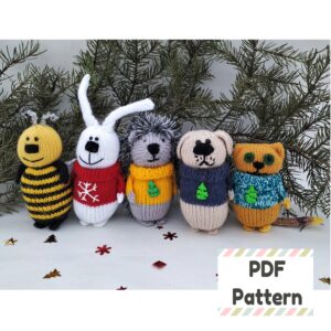 Knit animal friends pattern, Small animal knittng pattern