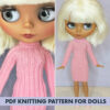 Knitting pattern dress for Blythe doll