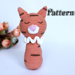 Easy crochet pattern rattle tiger, amigurumi tiger toy