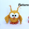 Сrochet owl pattern amigurumi toy, bird crochet plushie
