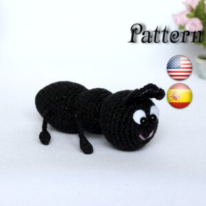 Easy crochet ant pattern toy, amigurumi ant download (English, Español)