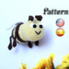 Crochet bee pattern amigurumi toy, crocheted bumblebee