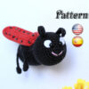 Easy crochet ladybug pattern toy, amigurumi ladybug download (English, Español)