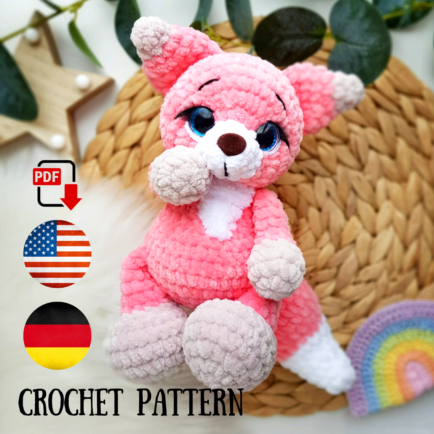 Crochet Fox pattern - Amigurumi Fox pattern – Fox diy toy - DailyDoll Shop