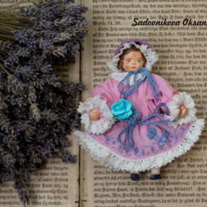 Textile Handmade Interior gift Vintage retro dolls teddy bear OOAK Collectible