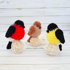 BIRD CROCHET PATTERN, Amigurumi pattern realistic birds, Bullfinch, Sparrow, Goldfinch, how to crochet parrot