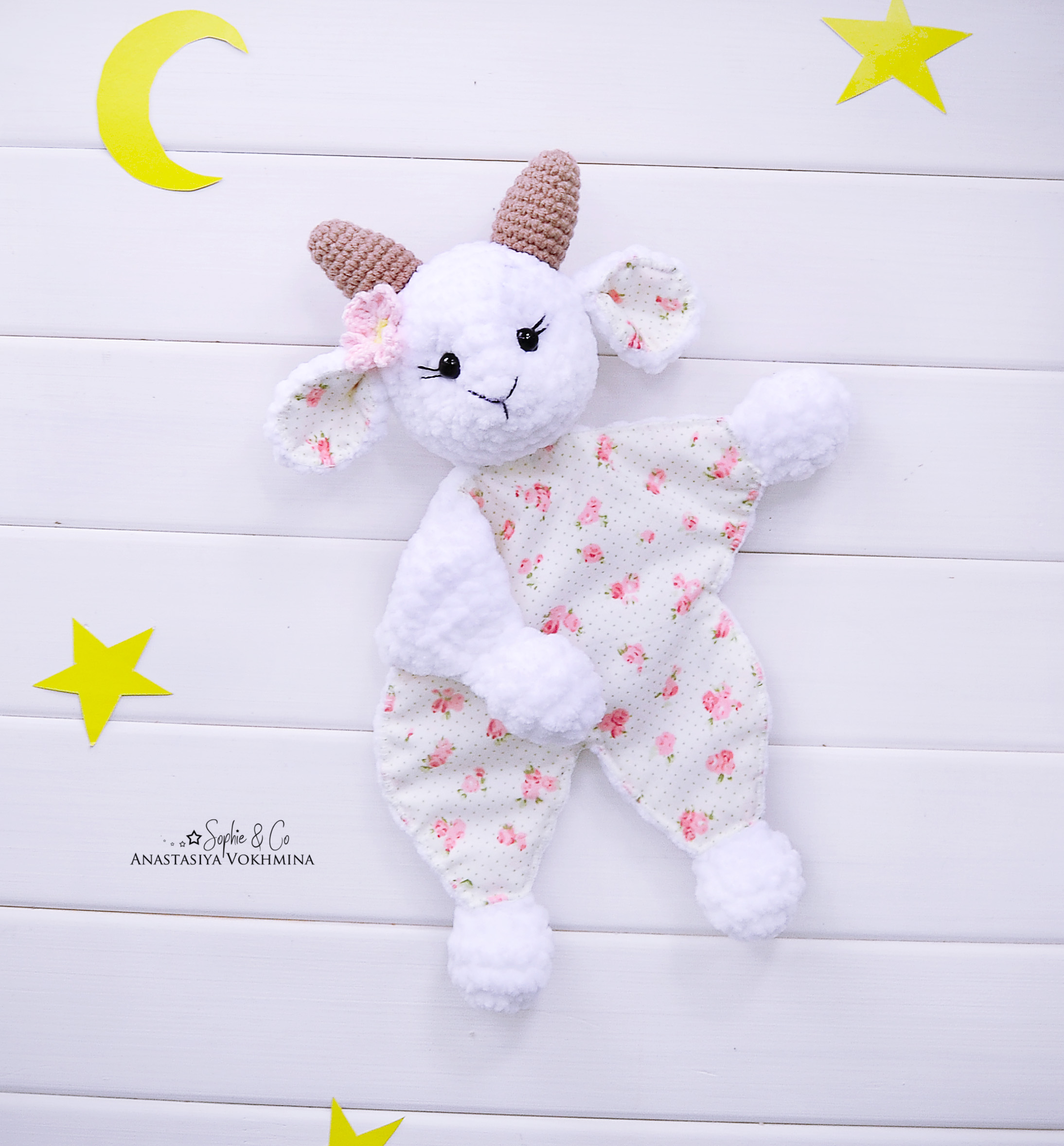 ENGLISH CROCHET PATTERN Baby Lovey Toy 4 in 1 | Fox Mouse Dino Goat 1 3 13