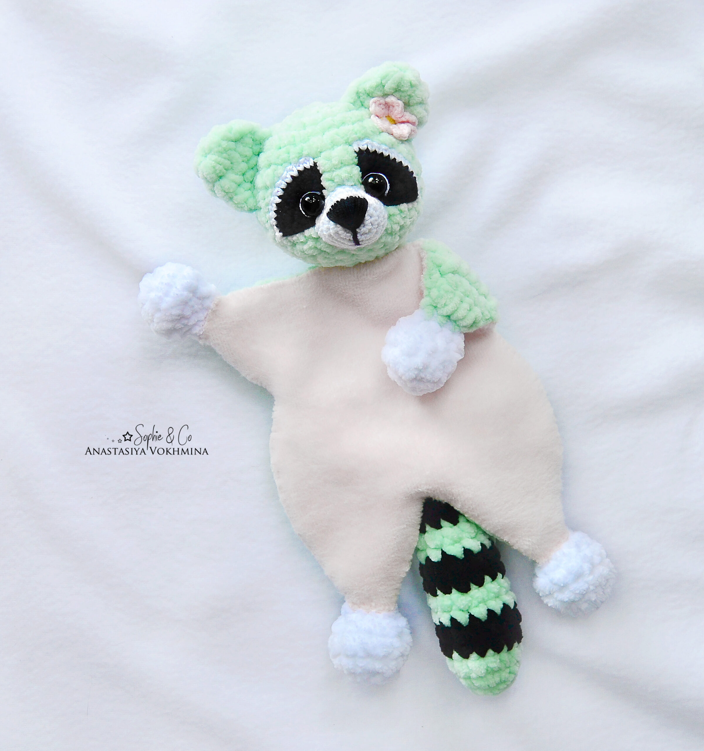 ENGLISH CROCHET PATTERN Baby Lovey Toy-4 in 1|Monkey, raccoon, tiger, elephant 5 5 14 scaled