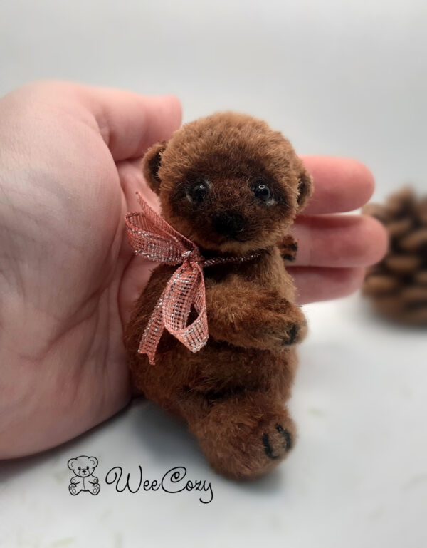 Brown stuff bear, Realistic toy, Tiny crochet animal
