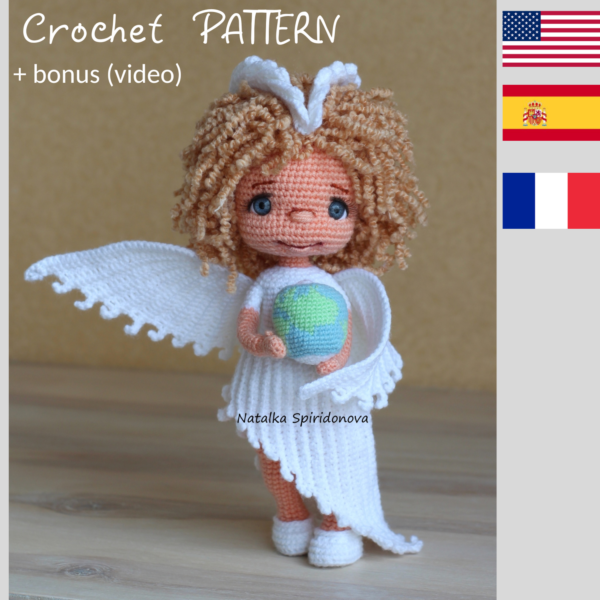 Crochet pattern doll dove of peace, amigurumi doll, pdf