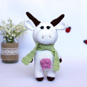 Handmade crochet cow toy