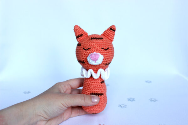 Crocheted rattle tiger
