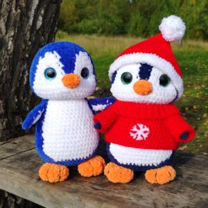 PATRÓN DE PINGUINO A CROCHET, Amigurumi bebé pingüino con ropa Pdf tutorial, juguete de ganchillo regalo de navidad