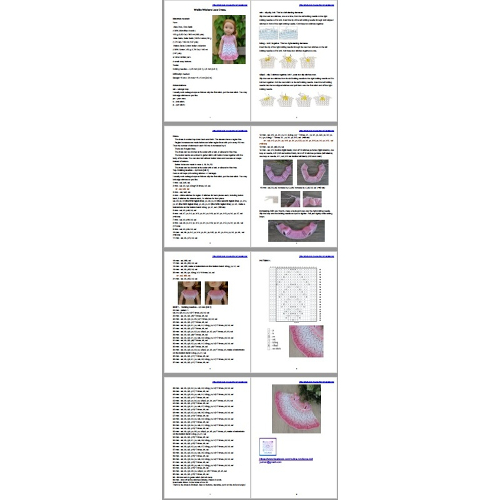 Knitting pattern. Lace dress for Wellie Wishers 14.5 inch doll 1 Wdress edited
