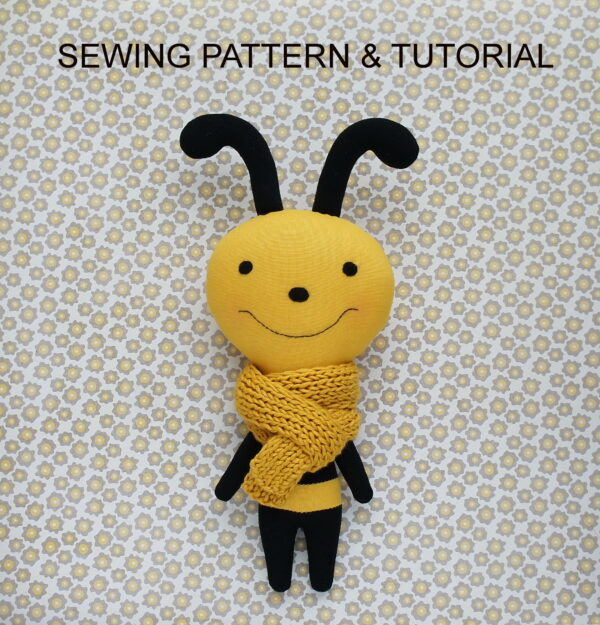 Bee PDF Sewing Pattern Video Tutorial DIY Stuffed Toy Pattern DIY Honey Bee  Toy Kids Toy Pattern Easy to Sew for Beginners Tsminibears 
