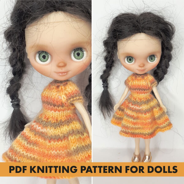 Knitting Pattern clothes Dress for Blythe Petite dolls