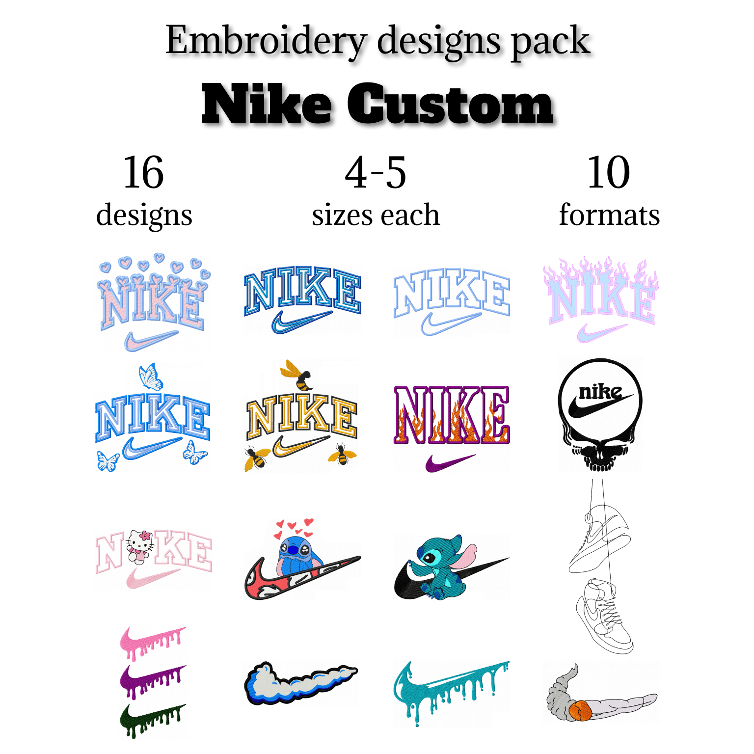 Nike embroidery design 16 designs, Download - DailyDoll